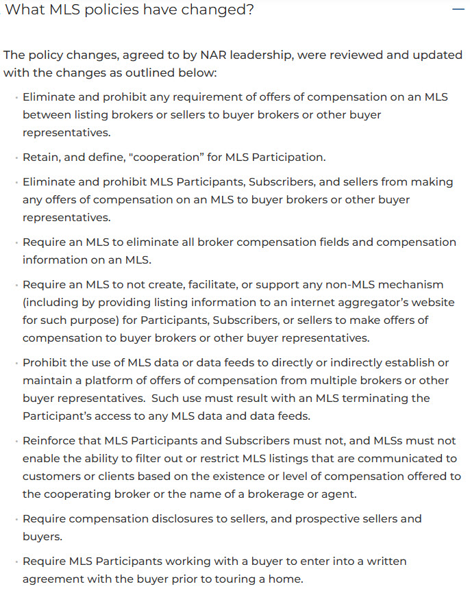 NAR Settlement Agreement-MLS Policy Changes