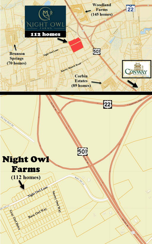 New home community of Night Owl Farms in Conway be Beverly Homes